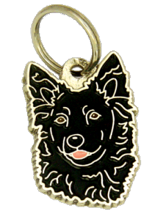 Mudi preto <br> (placa de identificação para cães, Gravado incluído)